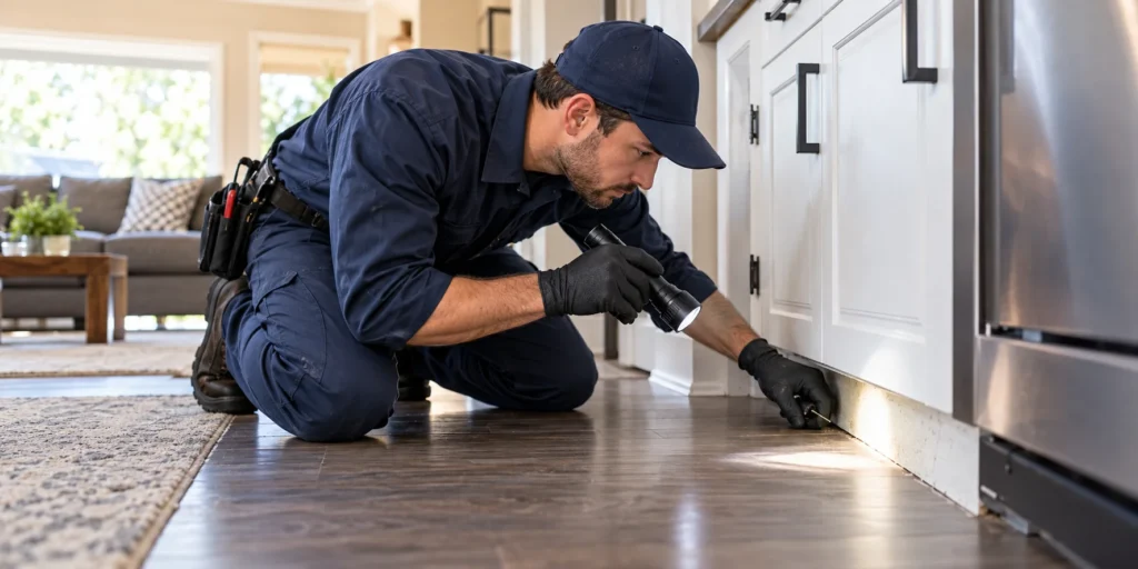 Professional pest control technician providing residential pest control service